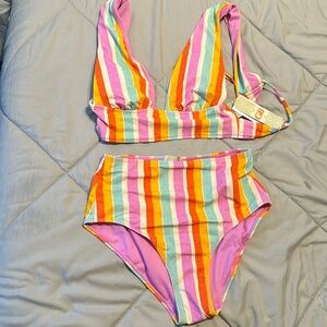 GIANNI BINI Bathing suit set high waisted and tie back